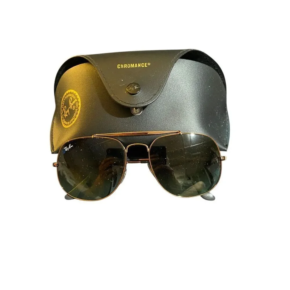 Ray ban CHROMANCE RB, 3561 polarized green and gold sunglasses